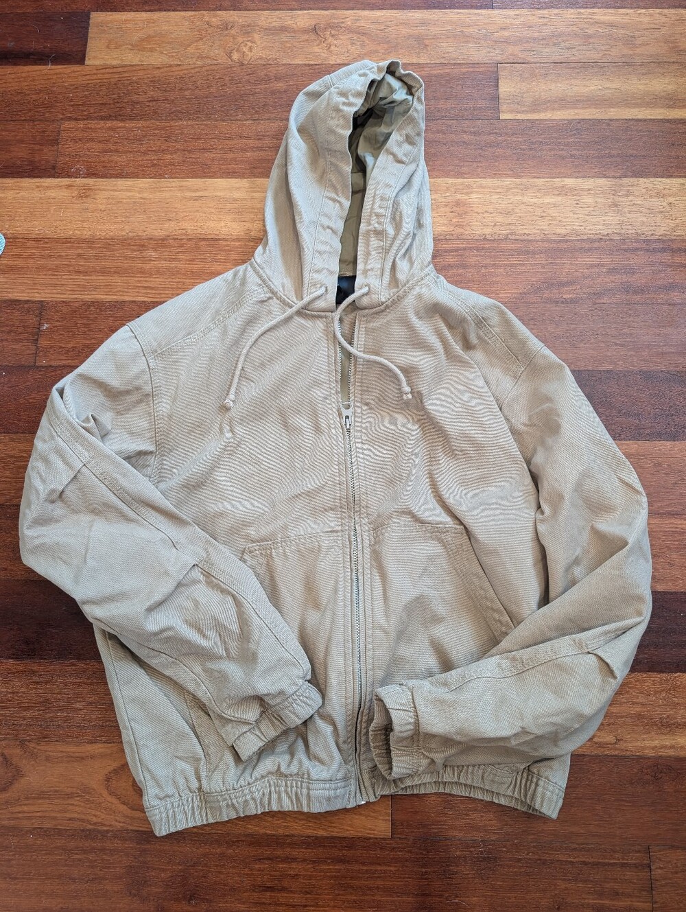 H&M Men's Hooded Zip Windbreaker - Khaki